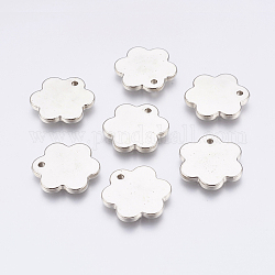 CCB Plastic Pendants, Flower, Platinum, 25x22.5x3mm, Hole: 2mm