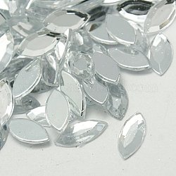 Cabuchones de diamante de imitación de acrílico de Taiwan imitación, la espalda plana y facetas, ojo del caballo, Claro, 15x7x1.8mm, aproximamente 2000 unidades / bolsa