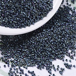 Perles miyuki delica, cylindre, Perles de rocaille japonais, 11/0, (db0325) iris bleu métallique mat, 1.3x1.6mm, Trou: 0.8mm, environ 20000 pcs / sachet , 100 g / sac
