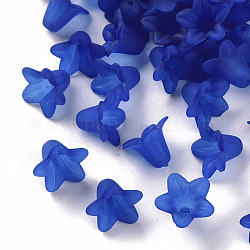 Perline acrilico trasparente, smerigliato, fiore, blu, 17.5x12mm, Foro: 1.5 mm, circa 770pcs/500g