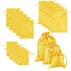 Pandahall elite 18pcs 3 estilo bolsas de embalaje de tela, bolsa de regalo bordada, bolsa con cordón, Rectángulo, naranja, 9.5~18x7.2~13.1x0.1 cm, 6 piezas / style