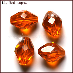 Imitazione branelli di cristallo austriaco, grado aaa, sfaccettato, bicono, arancione scuro, 10x13mm, Foro: 0.9~1 mm