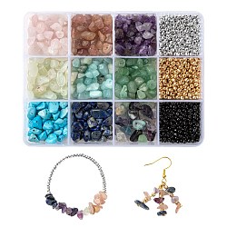 Diy perlen schmuck machen kits finden, inklusive natürlicher & synthetischer gemischter Steinschlagperlen, runde undurchsichtige Farben & 8/0 Galvanik Saatperlen Glas Saatperlen, Mischfarbe, 156 g / box