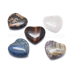 Natürliche gemischte Edelsteinperlen, Hälfte gebohrt, Herz, 29~30x29~30x8~8.5 mm, Bohrung: 1.2 mm