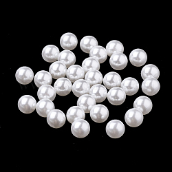 Perles d'imitation en plastique écologique, haut lustre, Grade a, aucun perles de trou, ronde, blanc, 3mm