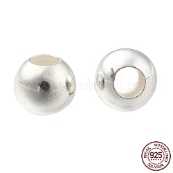 Perles 925 en argent sterling, ronde, couleur d'argent, 4mm, Trou: 1.6mm