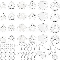 BENECREAT DIY Dog Paw Print Earring Making Kit, Metal Footprint Pendant Charm with Stainless Steel Charms, Jump Rings and Earring Hooks for Jewellery Making
