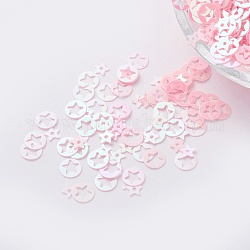Ornement accessoires plastique paillette / paillettes perles, plat et circulaire avec étoile, rose, 6x0.1mm