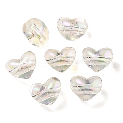 Zweifarbige europäische Perlen aus transparentem Acryl mit UV-Beschichtung, Großloch perlen, Herz, klar ab, 14.5x18.5x14 mm, Bohrung: 4 mm