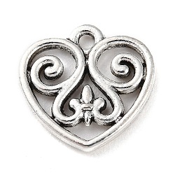 Pendente in lega stile tibetano, cuore, argento antico, 16x16x2mm, Foro: 1.6 mm, circa 393pcs/scatola