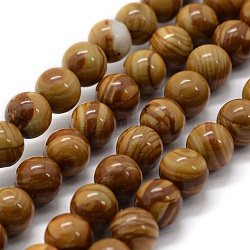 Chapelets de perles en pierre en bois naturel, ronde, 4mm, Trou: 0.8mm, Environ 93 pcs/chapelet, 14.9 pouce (38 cm)