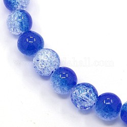 Electroplate Synthetic Crackle Quartz Round Beads Strands, Dyed, Blue, 6mm, Hole: 1mm, about 62pcs/strand, 15.55inch