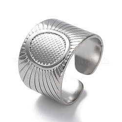 304 компонент кольца открытой манжеты из нержавеющей стали, настройки кольца чашки безеля, овальные, цвет нержавеющей стали, внутренний диаметр: 17.2 мм, лоток : 10x8.5 мм