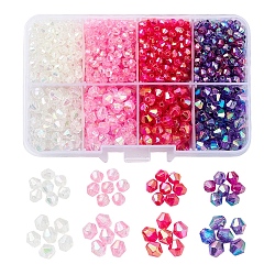 8 style bicône ab couleur perles acryliques transparentes écologiques, couleur mixte, 4~6x4~6mm, Trou: 1mm