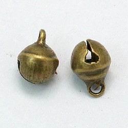 Pendentifs en laiton, belles petites breloques de cloche, bronze antique, environ 6 mm de diamètre, Trou: 2mm, environ 10000 pcs / sachet 