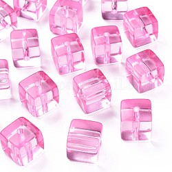 Transparente Acryl Perlen, Viereck, neon rosa , 16.5x16x16 mm, Bohrung: 3 mm, ca. 116 Stk. / 500 g