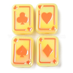 УФ-покрытие Радужные радужные акриловые эмалевые бусины, покер, золотые, 25.5x18.5x8.5 мм, отверстие : 4 мм