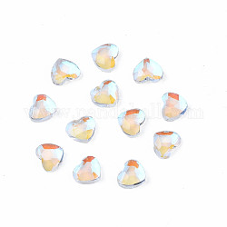 Cabujones de cristal de rhinestone, accesorios de la decoración del arte del clavo, facetados, corazón, claro ab, 3x3.5x1.5mm