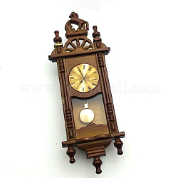 Reloj de pared en miniatura de madera, Muebles de casa de muñecas para decoración de casas de muñecas., café, 14x23x60mm