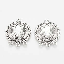 Tibetan Style Alloy Cabochon Connector Settings, Chandelier Components Links, Flat Round, Cadmium Free & Lead Free,, Antique Silver, Tray: 13x6mm, 31x25x6mm, Hole: 1.5mm, about 240pcs/1000g