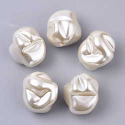 ABS Plastic Imitation Pearl Beads, Nuggets, Floral White, 22.5x20.5mm, Hole: 1.5mm, about 130pcs/500g