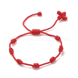 Bracciale in cordoncino di nylon intrecciato, braccialetto regolabile fortunato per bambini, rosso, diametro interno: 1-5/8~2-3/4 pollice (4~6.8 cm)