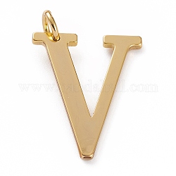 Золотые латунные подвески, долговечный, буквы, letter.v, 27x21x1.5 мм, отверстие : 3.5 мм