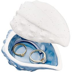 Porta anello conchiglia Arricraft per gioielli, Scatola portaoggetti in porcellana stile marinaro blu fiordaliso con coperchio, vassoio portaoggetti a forma di conchiglia per braccialetti, collane, orecchini, ornamenti