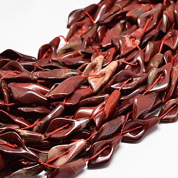 Chapelets de perles en jaspe rouge naturel, lis calla, 32~38x14~18x11mm, Trou: 1mm, Environ 10 pcs/chapelet, 16 pouce