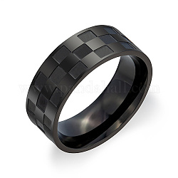 ステンレス鋼の指輪  長方形の模様  ブラック  usサイズ7（17.3mm）