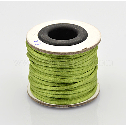 マクラメラテール中国結び作り用コードラウンドナイロン編み込みひも糸  サテンコード  黄緑  2mm  約10.93ヤード（10m）/ロール
