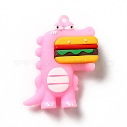 Dinosauro con ciondoli in pvc a forma di hamburger, roso, 52x42x16.5mm, Foro: 3 mm