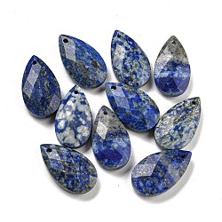 Pendentifs à facettes en lapis-lazuli naturel, charmes de larme, 17.5x10x4.5mm, Trou: 0.8mm