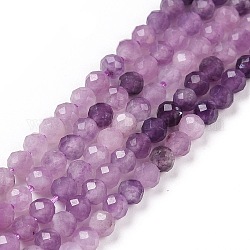 Fili di perle di giada lilla naturale, stile sfumato, sfaccettato, tondo, 3mm, Foro: 0.6 mm, circa 126pcs/filo, 15.16 pollice (38.5 cm)