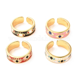 Золотые кольца-каффы от сглаза для женщин, открытые кольца из латуни с эмалью, разноцветные, размер США 7 1/4 (17.5 мм), 7 мм