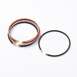 Fabrication de bracelet en fil d'acier inoxydable tressé 304, avec embouts dorés, couleur mixte, 0.2 cm, diamètre intérieur: 2-1/4 pouces (5.6 cm)