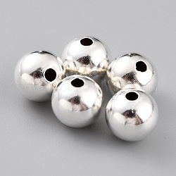 Латунные бусины, долговечный, круглые, 925 серебро покрытием, 8 мм, отверстие : 1.8 мм