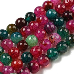 Chapelets de perle en agate naturelle teinte, ronde, 8mm, Trou: 1mm, Environ 48 pcs/chapelet, 14.9 pouce