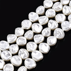 Hilos de cuentas de perlas de imitación de plástico abs, pepitas, blanco cremoso, 7~7.5x7x5mm, agujero: 0.7 mm, aproximamente 58 pcs / cadena, 15.35 pulgada (39 cm)