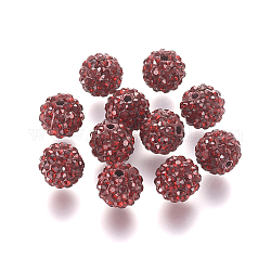 Polymer Ton Strass Perlen, Klasse A, Runde, pflastern Discokugel-Korn, Siam, 10x9.5 mm, Bohrung: 1.5 mm