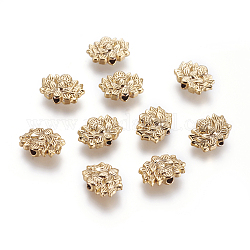Legierung Tibetische Perlen, langlebig plattiert, Lotus, golden, 9x12x4 mm, Bohrung: 1.6 mm