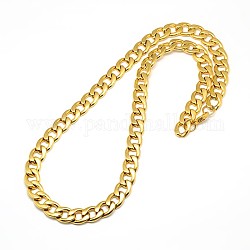 304 Stainless Steel Curb Chain/Twisted Chain Necklaces, with Lobster Claw Clasps, Golden, 23 inch~25 inch(58.4~63.5cm), 12mm