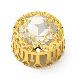 Rhinestone en forma de flor para coser, Diamantes de imitación de cristal, accesorios de prendas de vestir, Enlaces multifilares, con fornituras de latón de tono de oro, cristal, 15.5x9mm, agujero: 1.2 mm
