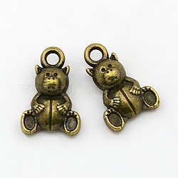 Tibetan Style Alloy Pendants, Cadmium Free & Nickel Free & Lead Free, Antique Bronze, Bear, 16x10x5mm, Hole: 2mm