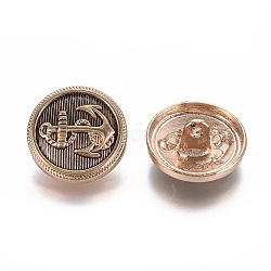 Кнопки сплава хвостовиком, плоские круглые с якорем, античное золото , 20x9.5 мм, отверстие : 2 мм