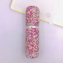 Flacon pulvérisateur en plastique et strass, colonne, rose, 2.5x10.5 cm, capacité: 10 ml (0.34 oz liq.)