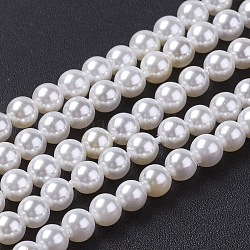 Chapelets de perles en coquille, Grade a, ronde, couleur de coquillage, 5mm, Trou: 1mm, Environ 79 pcs/chapelet, 15.5 pouce