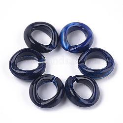 Acryl-Verknüpfung Ringe, Quick-Link-Anschlüsse, zur Herstellung von Schmuckketten, Nachahmung Edelstein-Stil, Ring, dunkelblau, 19.5x18x8 mm, Bohrung: 11.5x10.5 mm, ca. 420 Stk. / 500 g