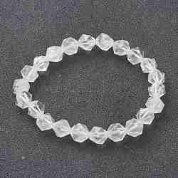 Braccialetti di perline elasticizzati in cristallo di quarzo naturale, sfaccettato poligono, 2-1/8 pollice (5.5 cm), perline:8.5mm