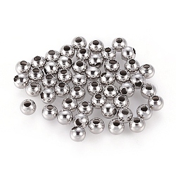 304 Stainless Steel Round Seamed Beads, for Jewelry Craft Making, Stainless Steel Color, 4x4mm, Hole: 1.5mm